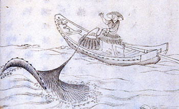 うなぎの佃煮、投網漁の図